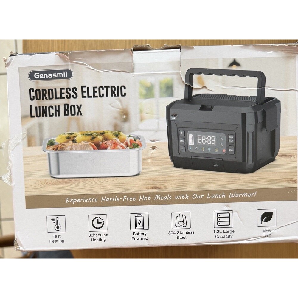 Portable Electric Heated Lunch Box 1.2L Stainless Steel Food Warmer - Picture 2 of 16